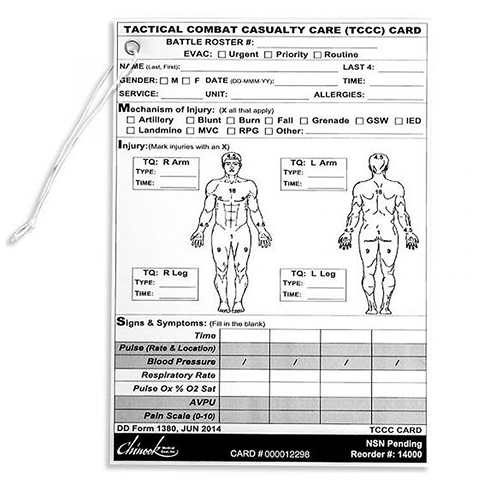 Tactical Combat Casualty Care (TCCC) Card