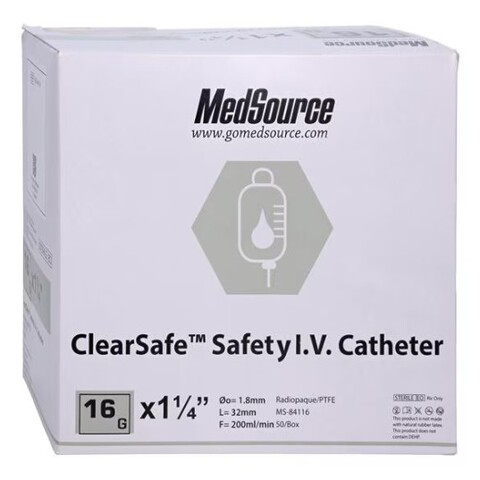 ClearSafe IV Catheter Safety 16 Gauge 1-1/4